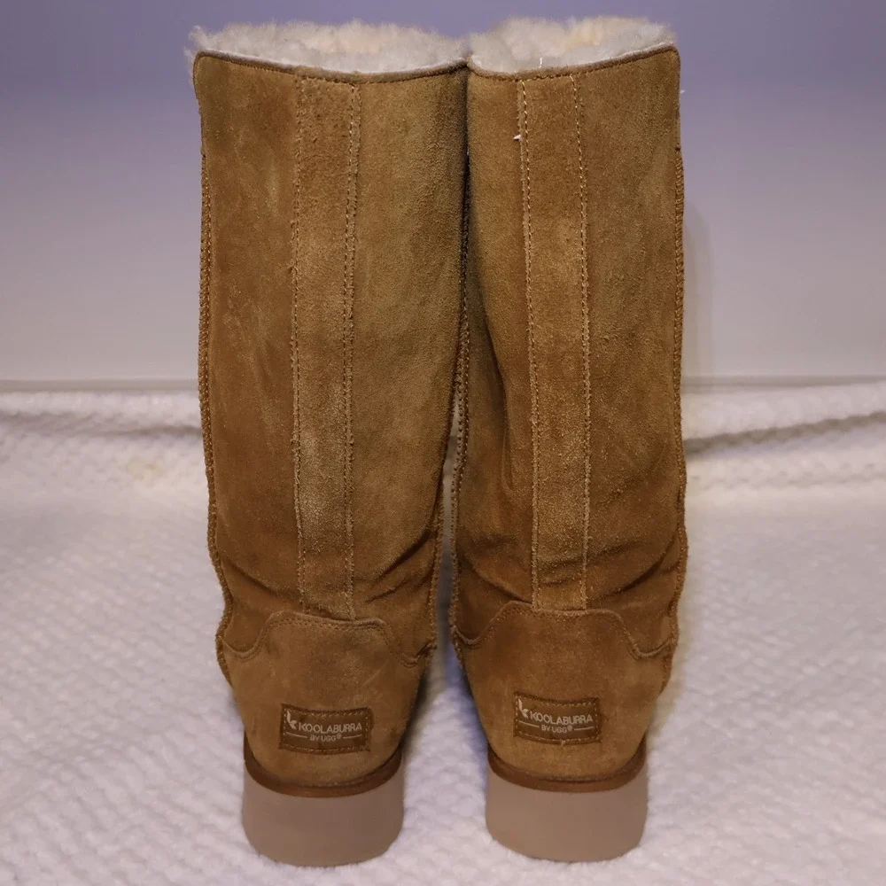 Koolaburra by UGG Womens 8 Tall Boots Chestnut Suede Faux Fur Lining 1015880